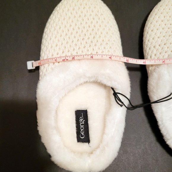 NEW George Ladies Slippers, Off-White, 9/10, L - Picture 7 of 11